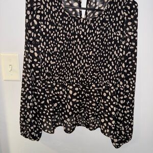 Mi Ami Black and Cream Patterned Blouse